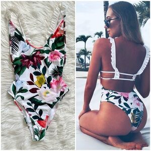SOUTH BEACH 4 RARE Floral Frill Cheeky One Piece Swimsuit • Blogger Favorite!